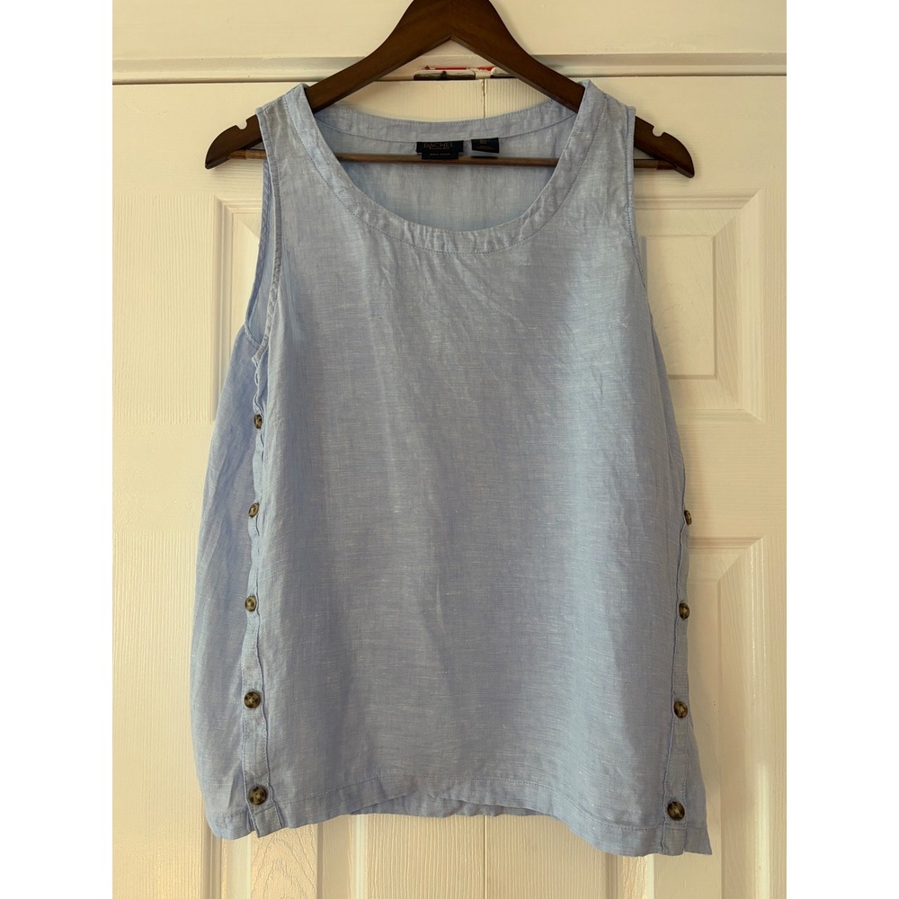 Rachel Rachel Roy Women Light Blue 100% Linen Side Button‎ Tank Top Size L